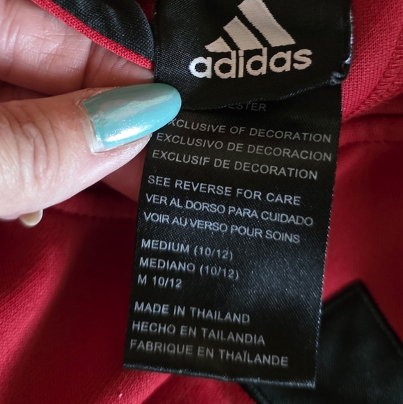 🏓 Adidas Kids Bold Red Hoodie Sz 10/12 - Picture 4 of 6